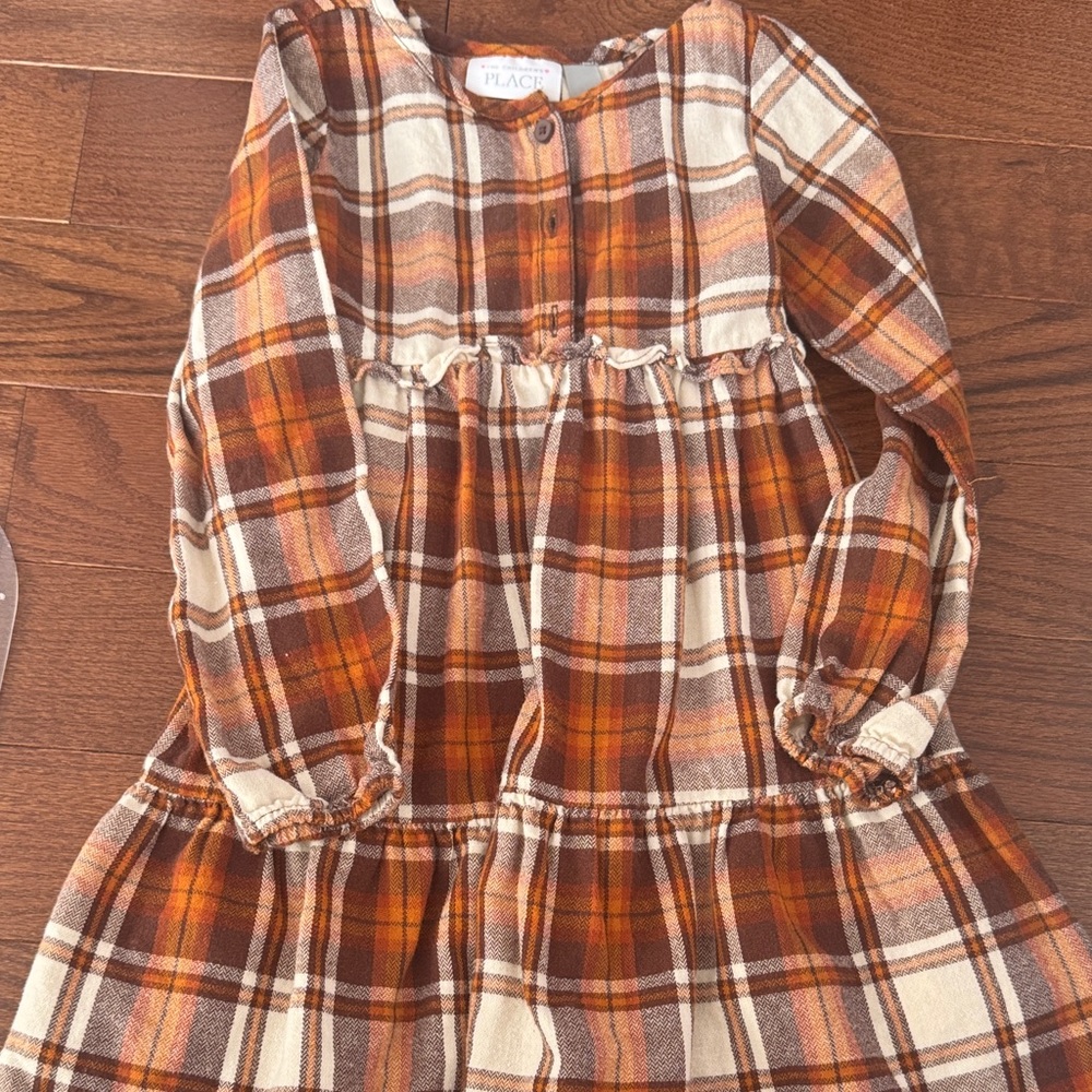 The Children's Place Plaid Dress - Orange and Brown